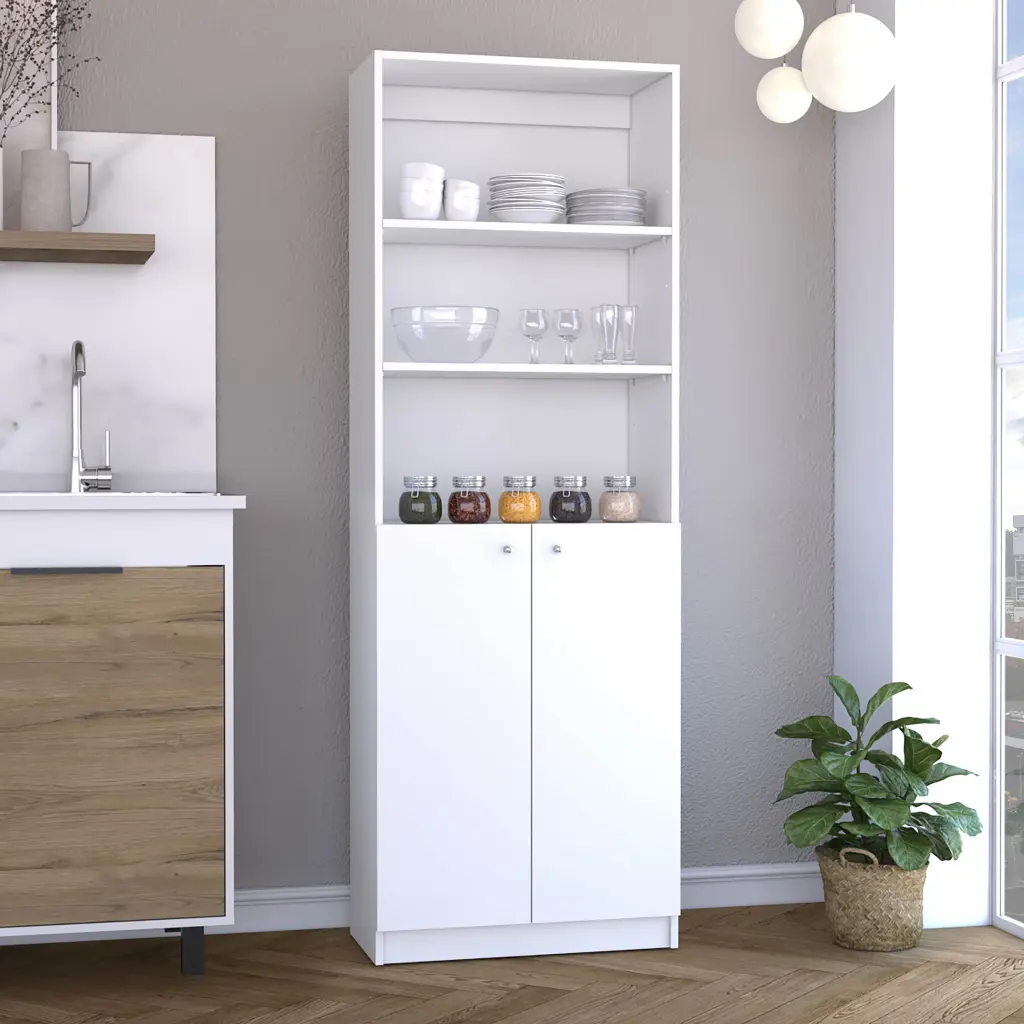 Vinton 2 Door Bookcase Upper Shelves White Particle Board depot e-shop