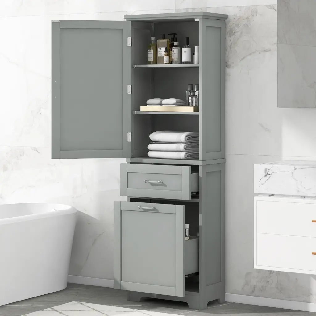 Tall Freestanding Bathroom Storage Cabinet Two Doors rnb