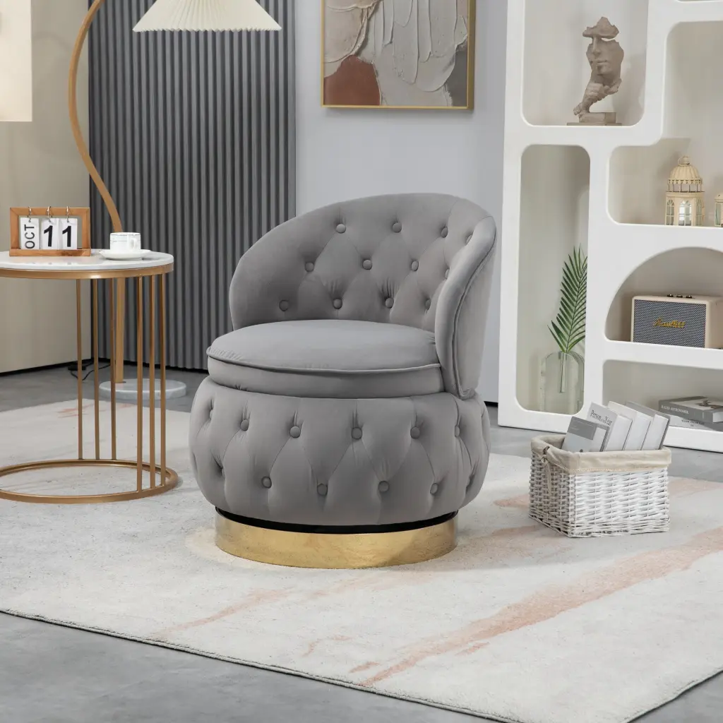 360 Degree Swivel Cuddle Barrel Accent Storage Chairs Round Armchairs house hold-w1588