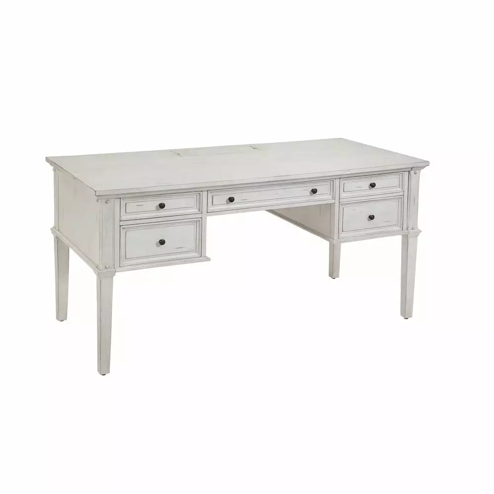 American Woodcrafters Sedona Antique White 60-inch Wood Storage Desk