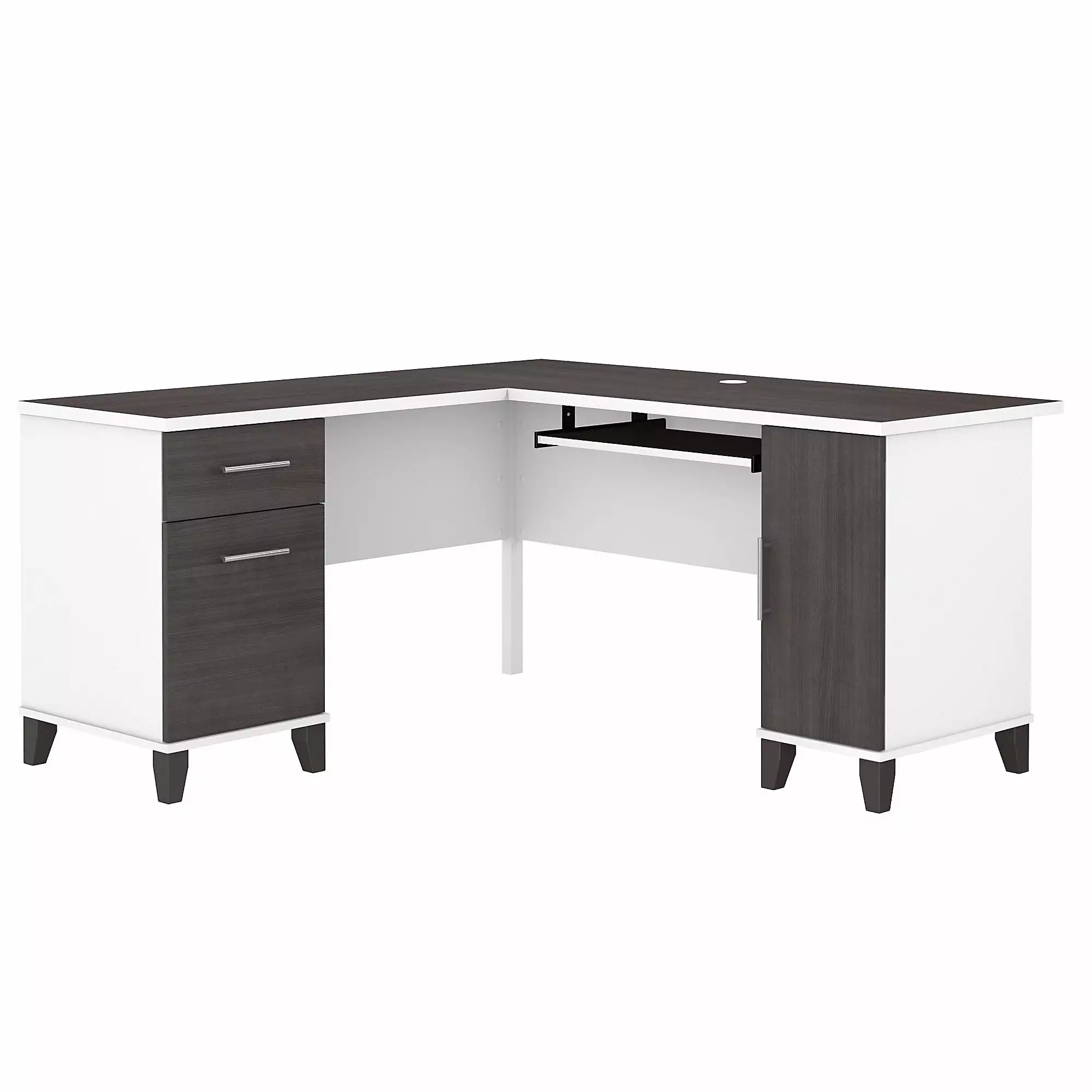 Bush Furniture Somerset 60 L Shaped Desk Storage Storm Gray & White