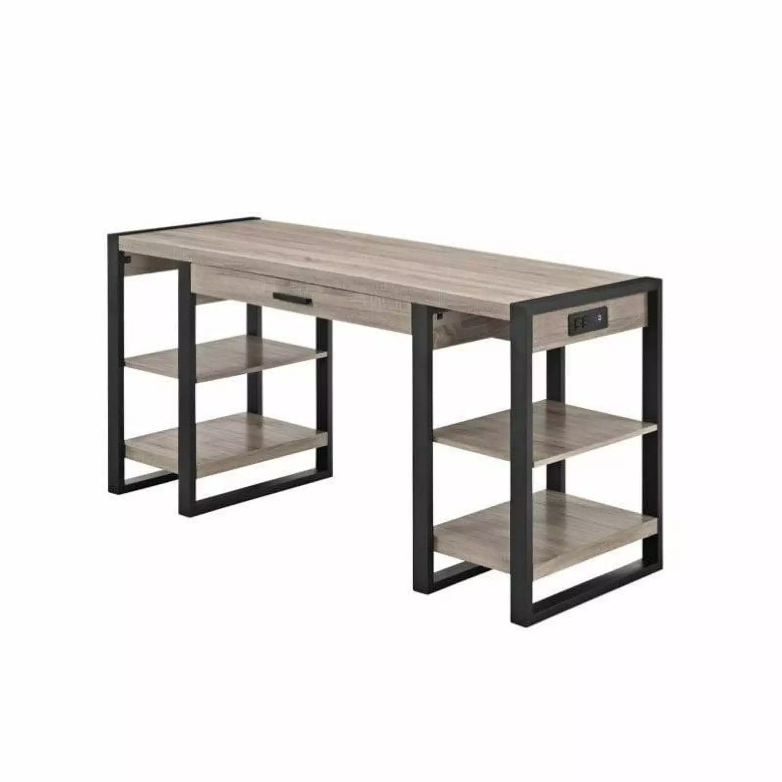 Scranton & Co 60 Storage Desk Driftwood and Black Office Workstation