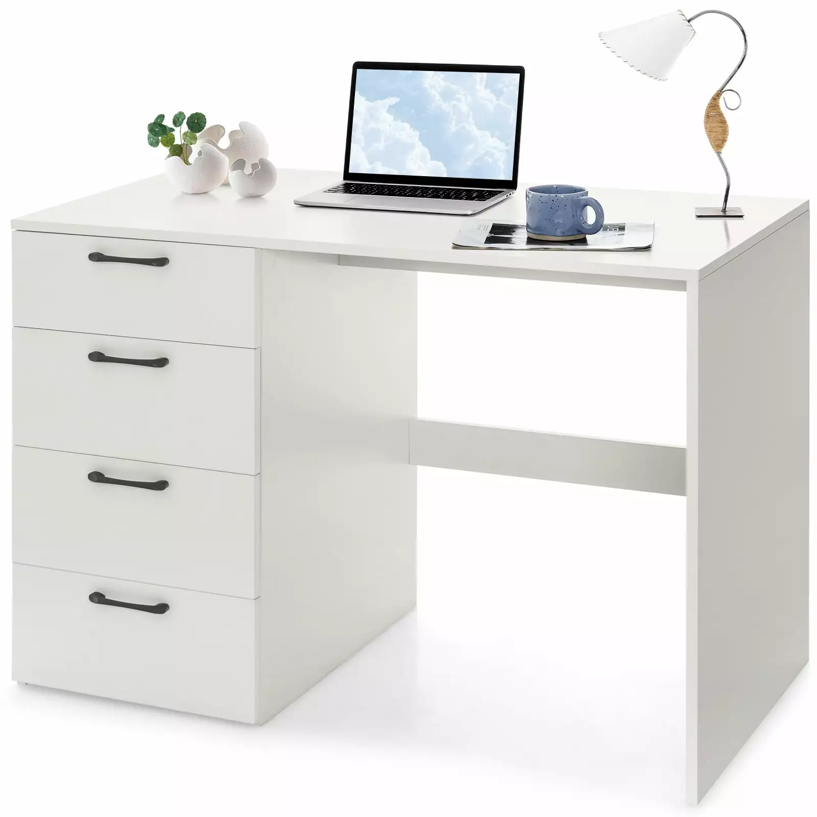 Topbuy Wood Computer Desk Storage Large Writing Desk 4 Drawers Workstation