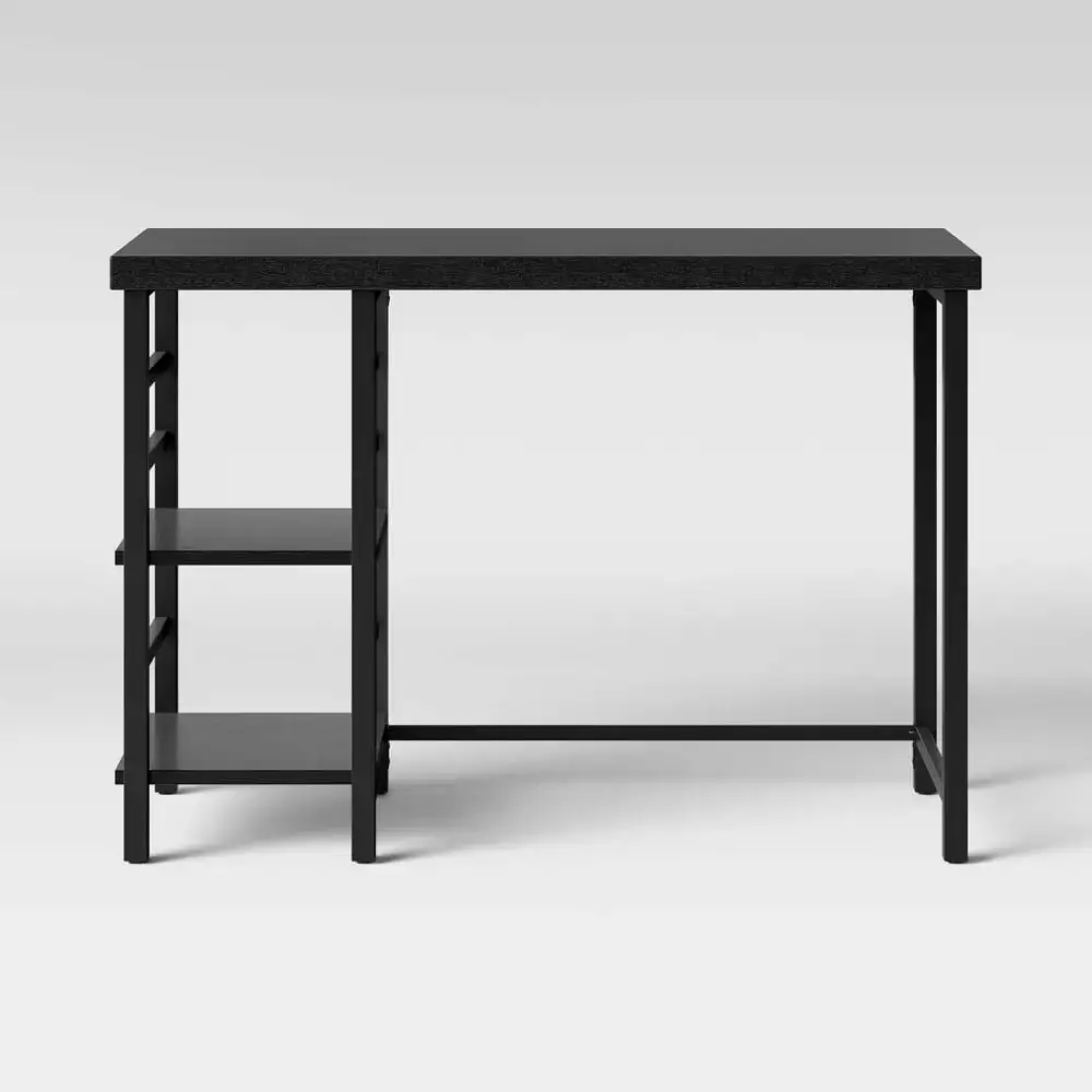 Adjustable Storage Desk Modern Black Metal Frame and Open Shelves ZSHLWM