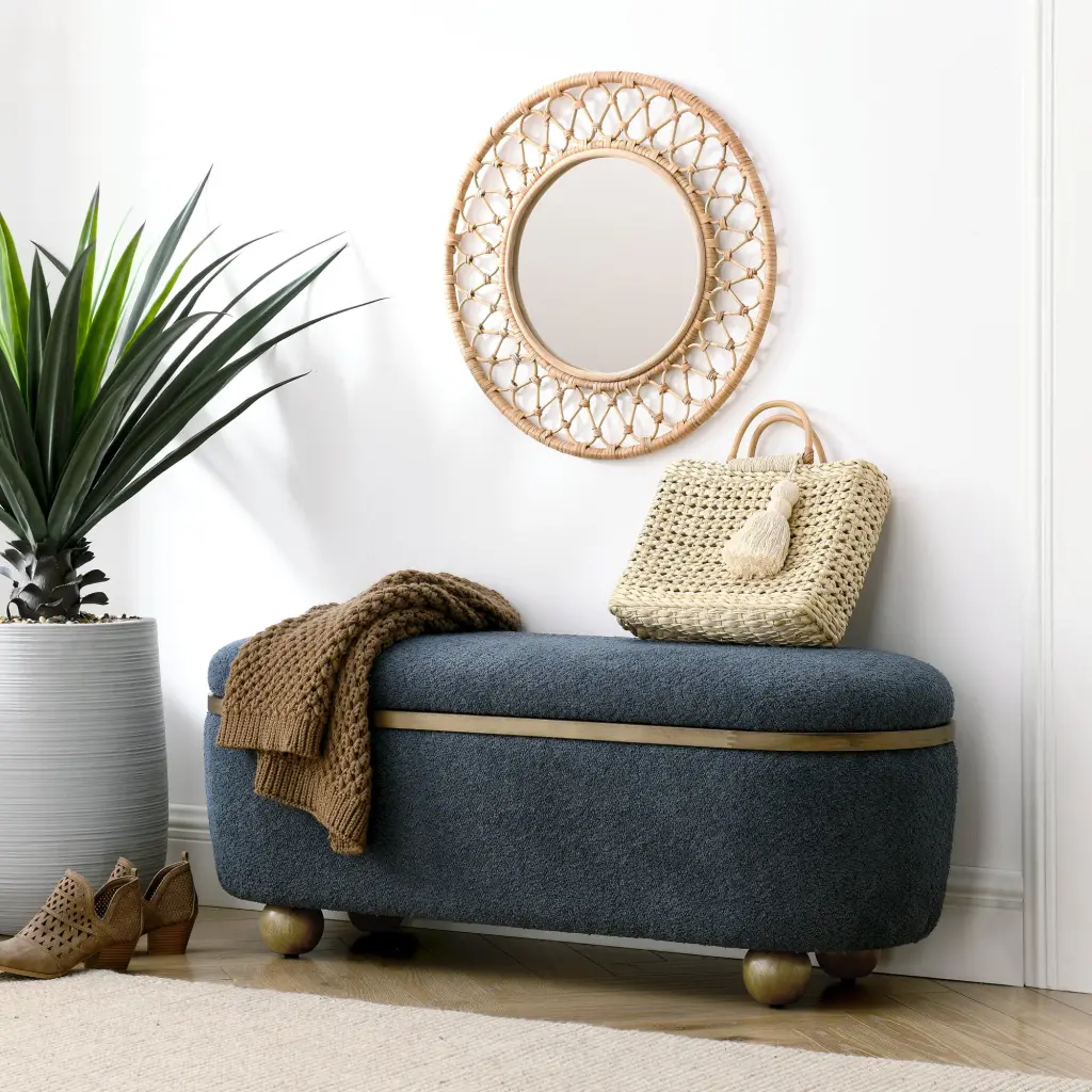 Storage Ottoman Bench, Upholstered End Bed Ottoman Bench Storage chuangyuan smart home