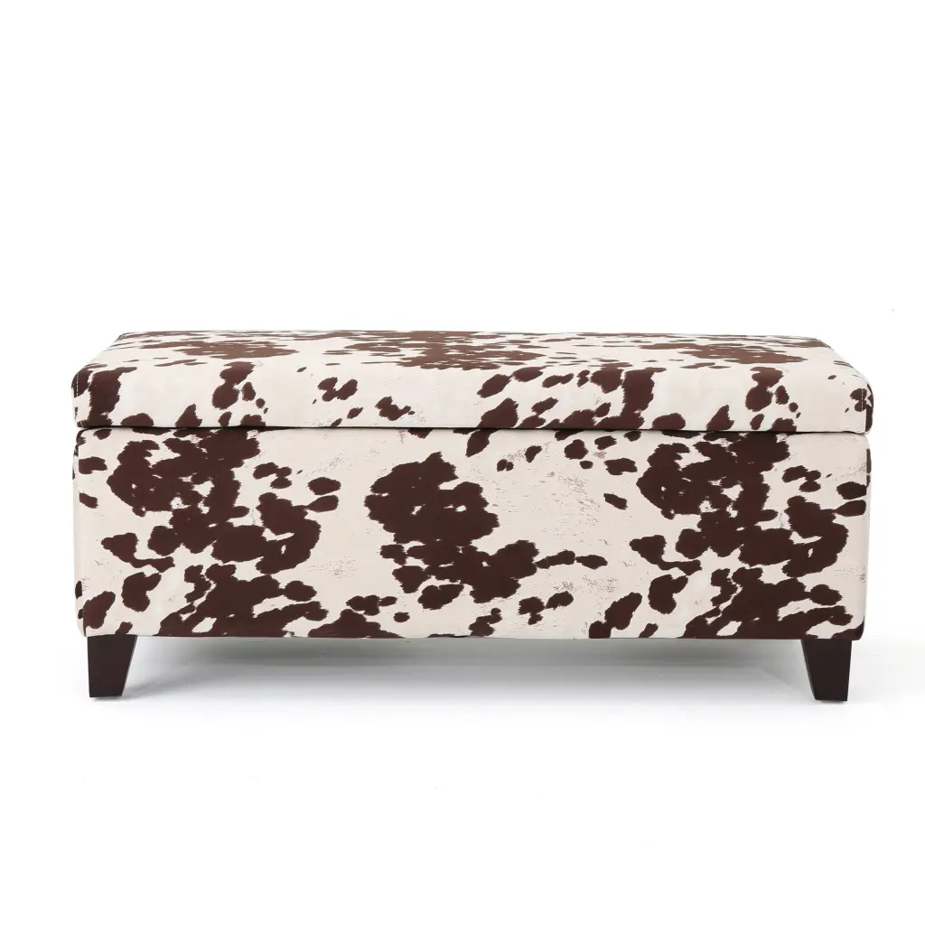 Storage Ottoman Brown Multi Fabric Footrest Bench Hidden Compartment nh-comfortcove