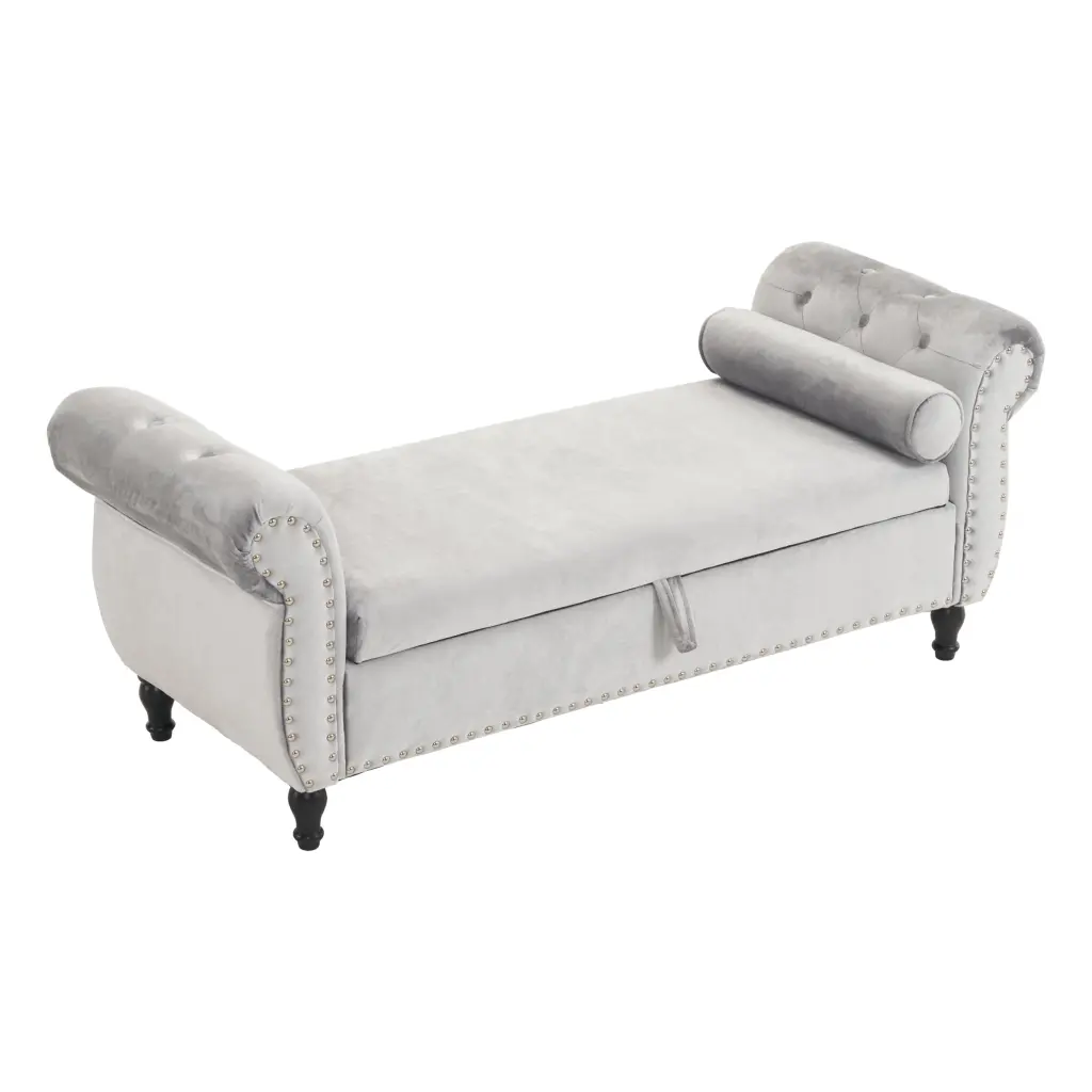 Velvet Multifunctional Storage Rectangular Ottoman Bench 1 Pillow nh-comfortcove