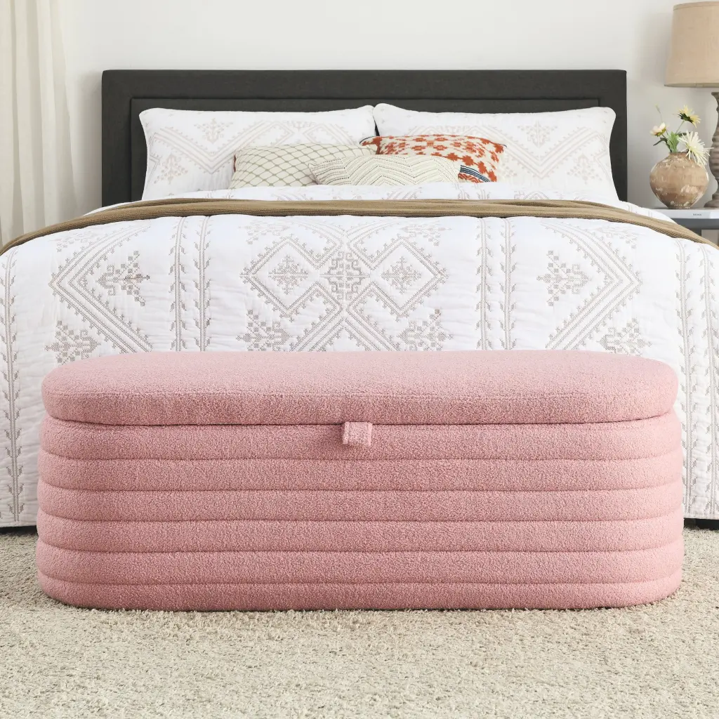 Video Welike Storage Ottoman Bench Upholstered Fabric 45.5 Inches Length welike furniture