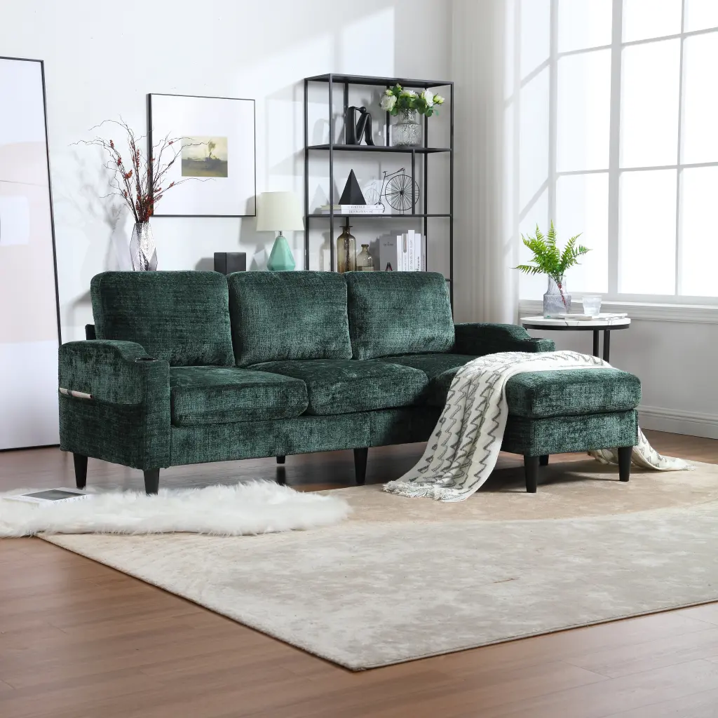 United Storage Sofa Living Room Sectional Sofa Comfortable Emerald Polyester Fabric w1568 united we win