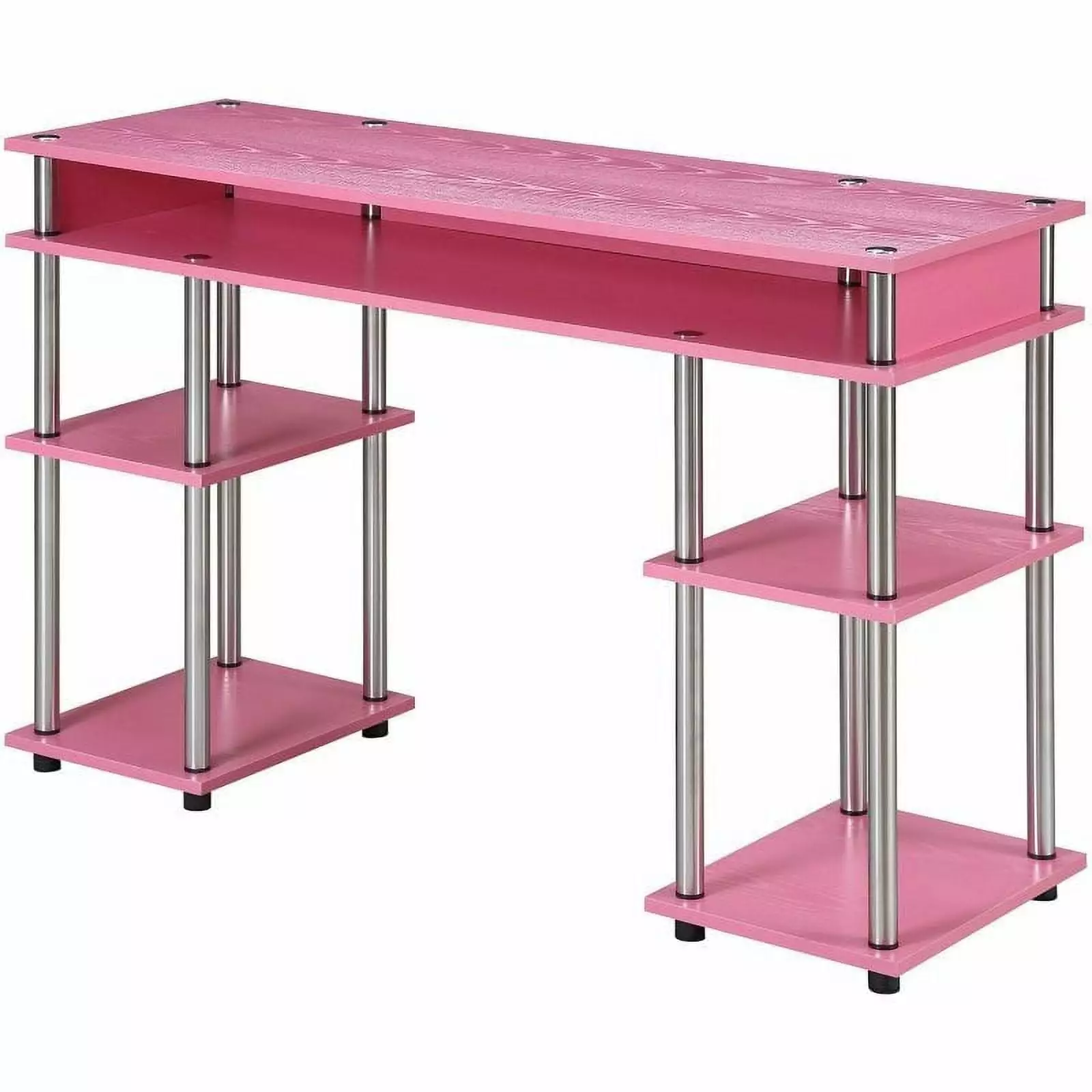 Pemberly Row Contemporary No Tools Student Desk Pink Wood Finish - Kids Desk