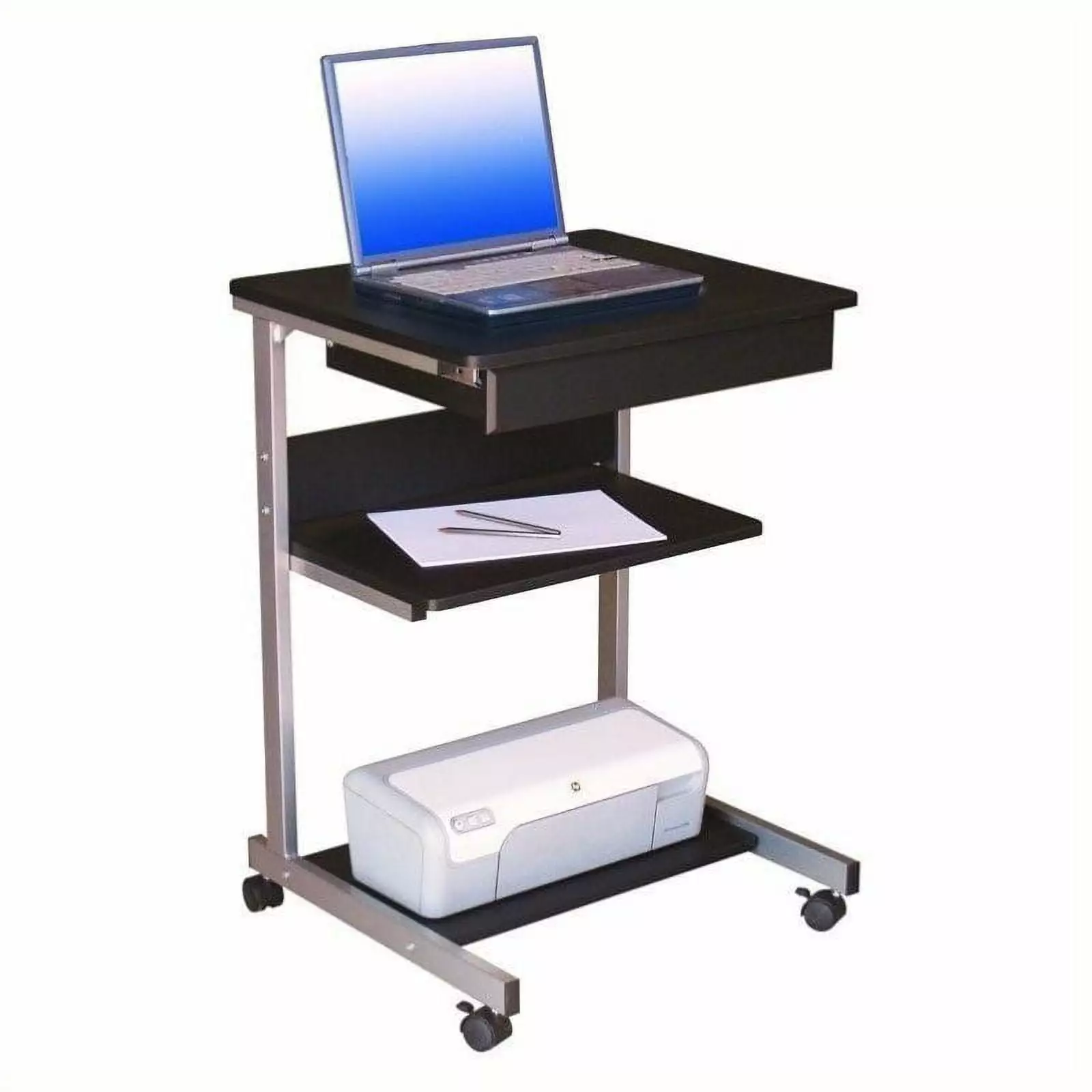 Pemberly Row Graphite Metal Computer Student Laptop Desk