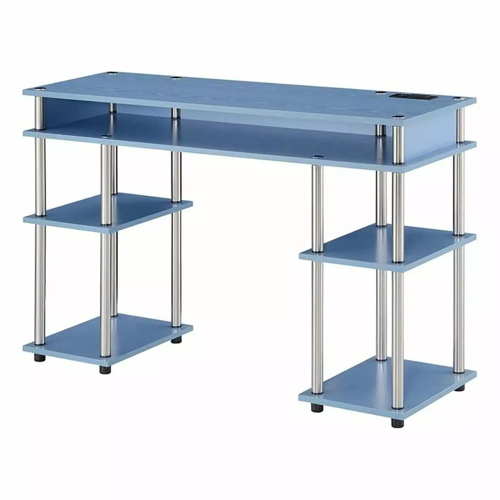 UrbanPro Contemporary Wood Student Desk Charging Station Baby Blue Study Desk