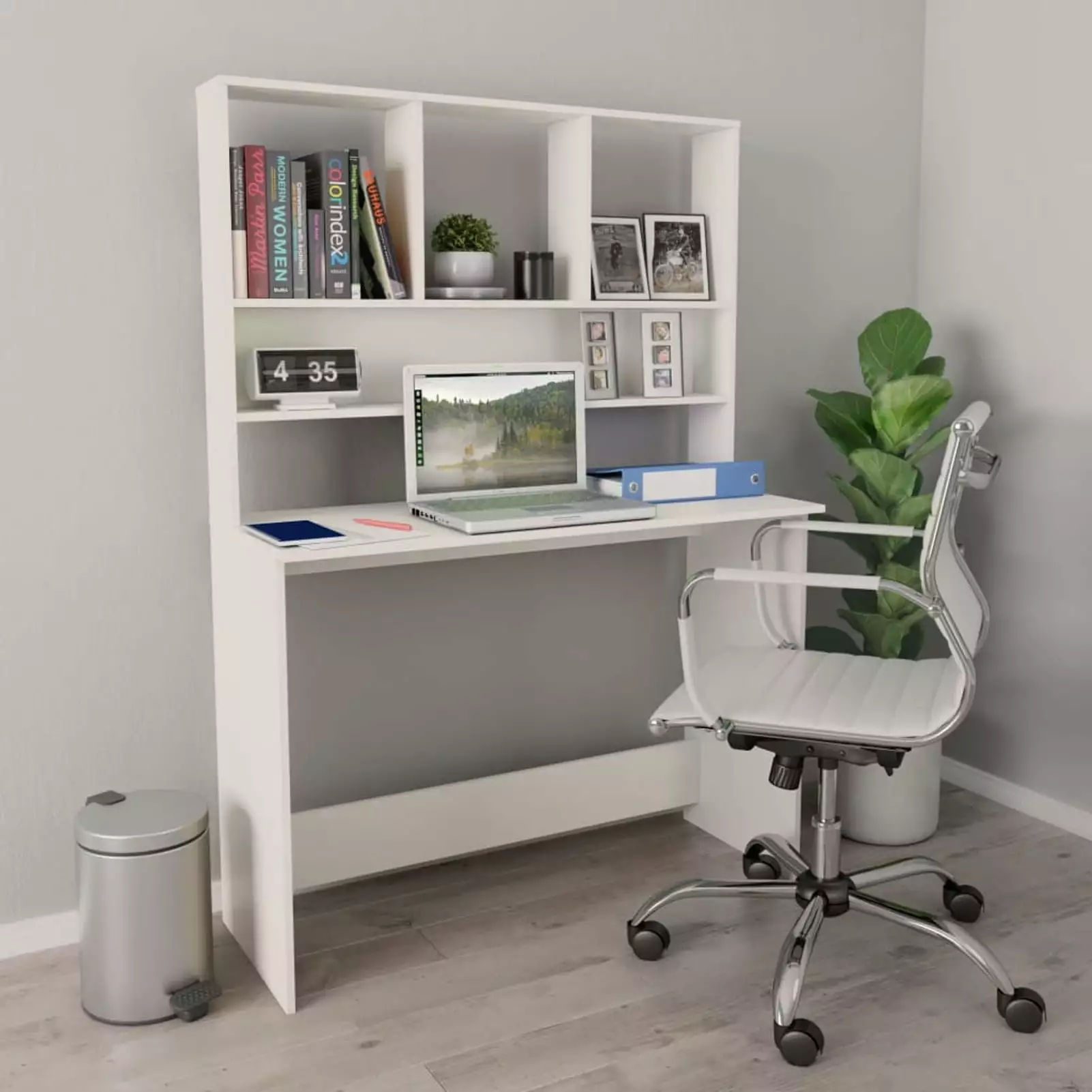 Suzicca Desk Shelves, White Engineered Wood Study Desk 43.3x17.7x61.8 ammoon