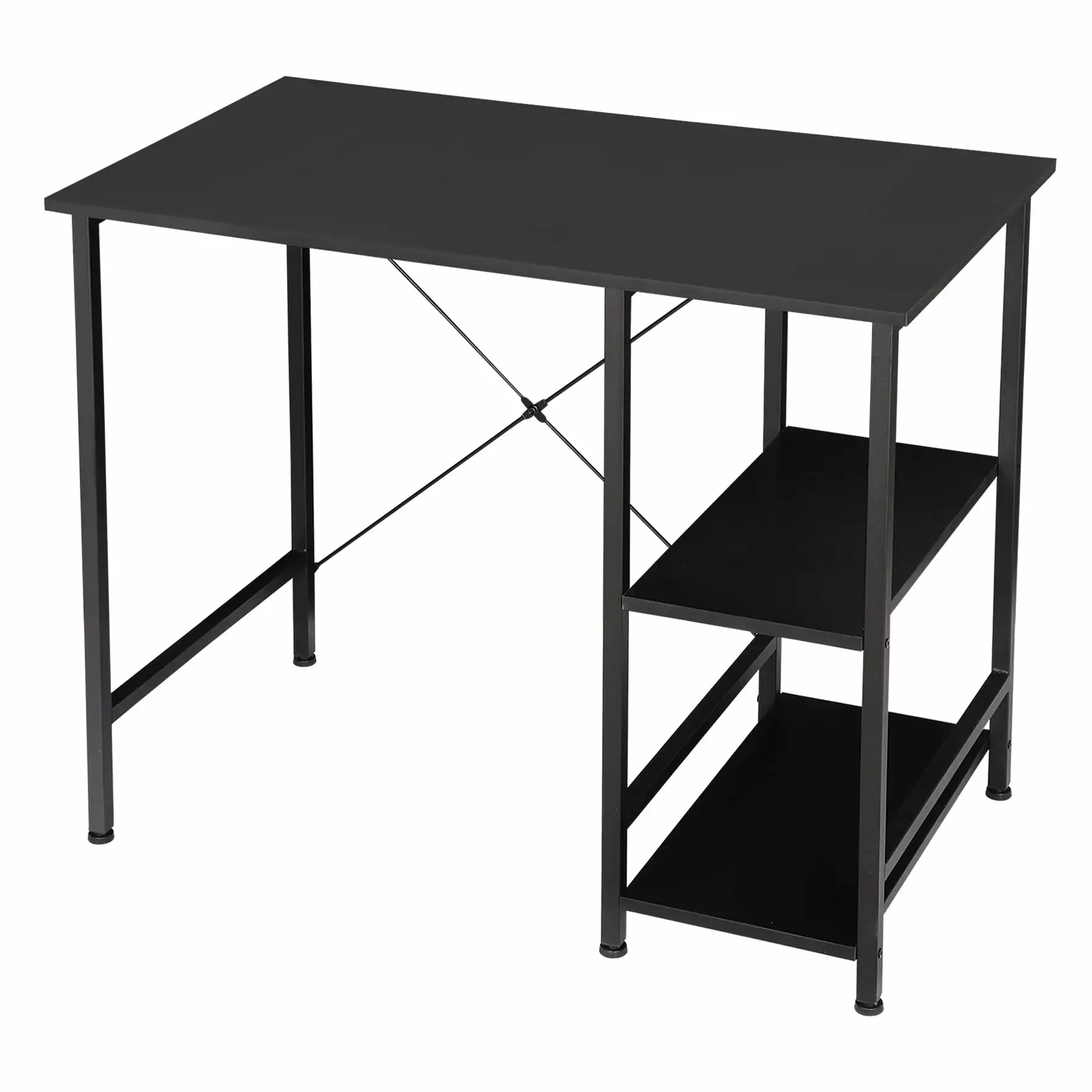 HomGarden 35.5-inch Home Office Computer Desk Reversible Study Writing Desk Shelves Black