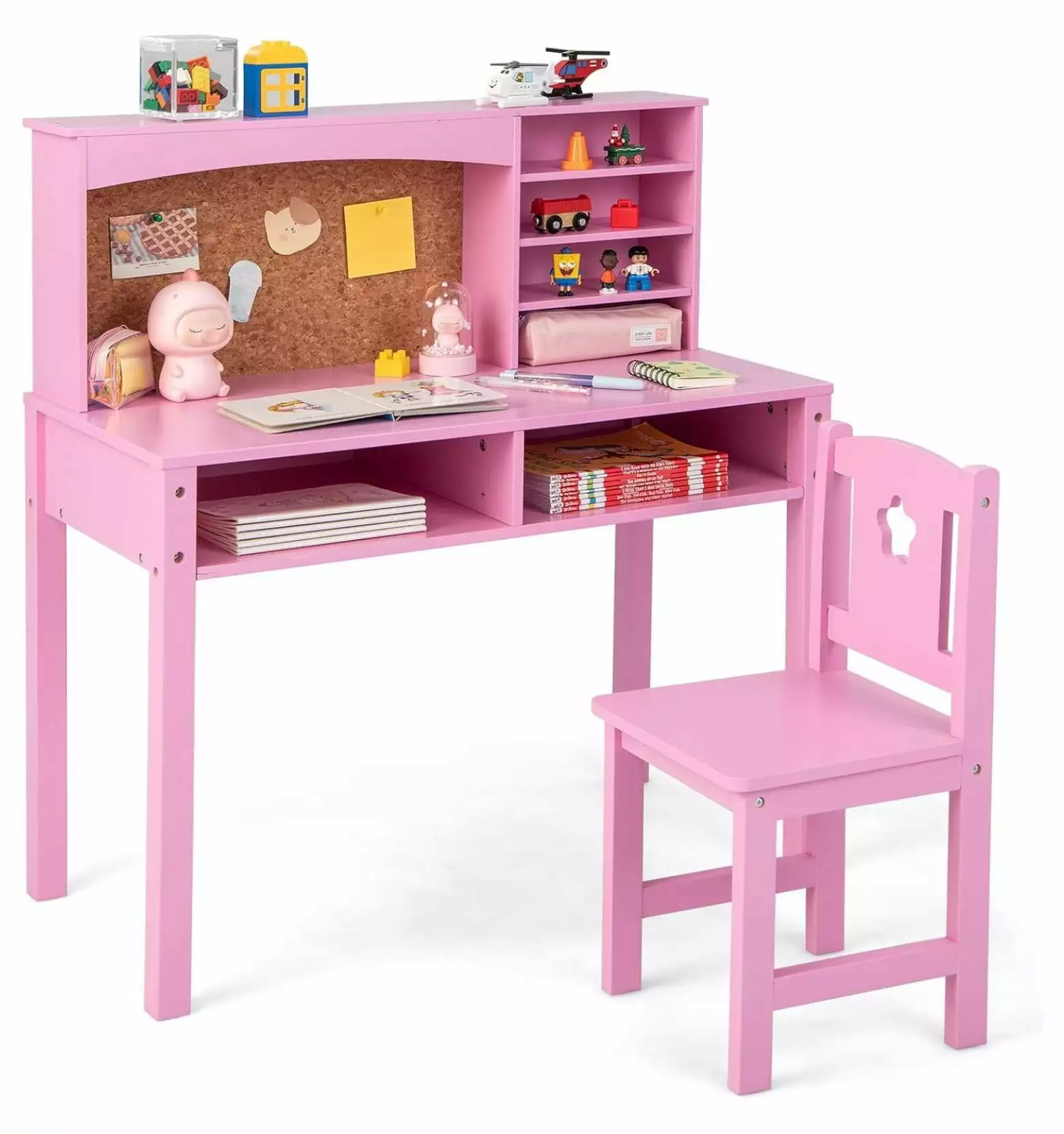 Killeryuki Kids Desk and Chair Set Storage, Hutch & Cork Bulletin Board - Study Workstation
