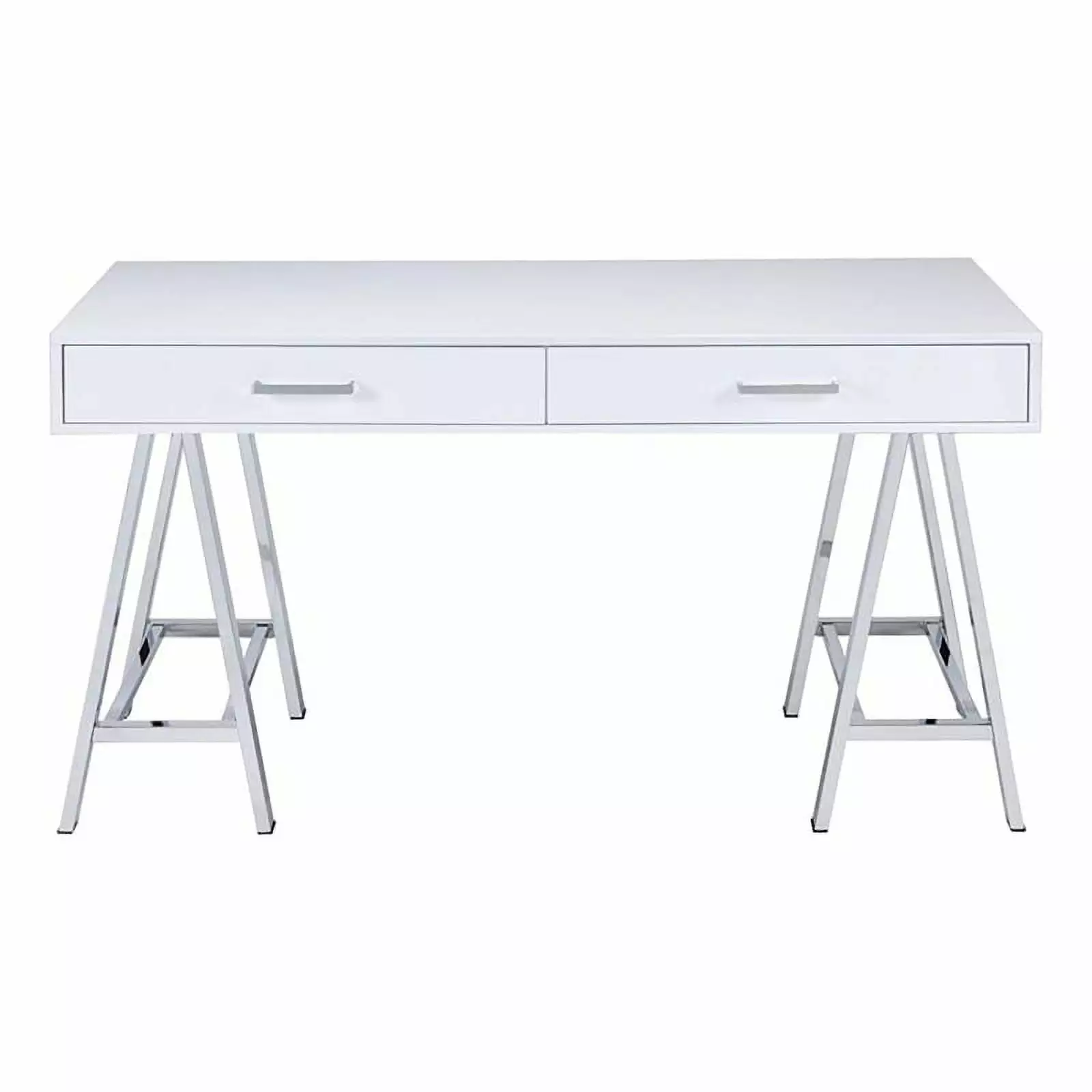 Roseberry Kids 2-Drawer Wood/Metal Home Office Desk White/Chrome - Children's Study Desk Rosebery Kids