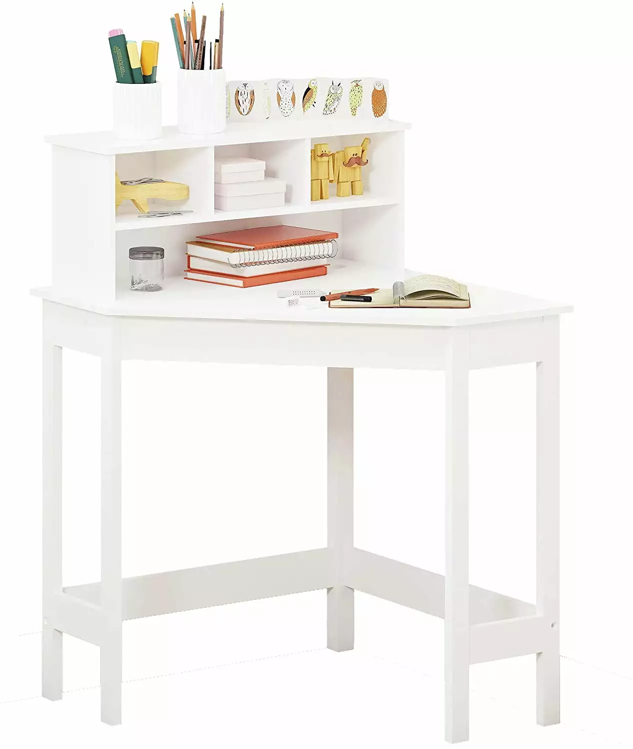 White Kids Corner Desk Reversible Hutch Study and Computer Work YoJoFHM