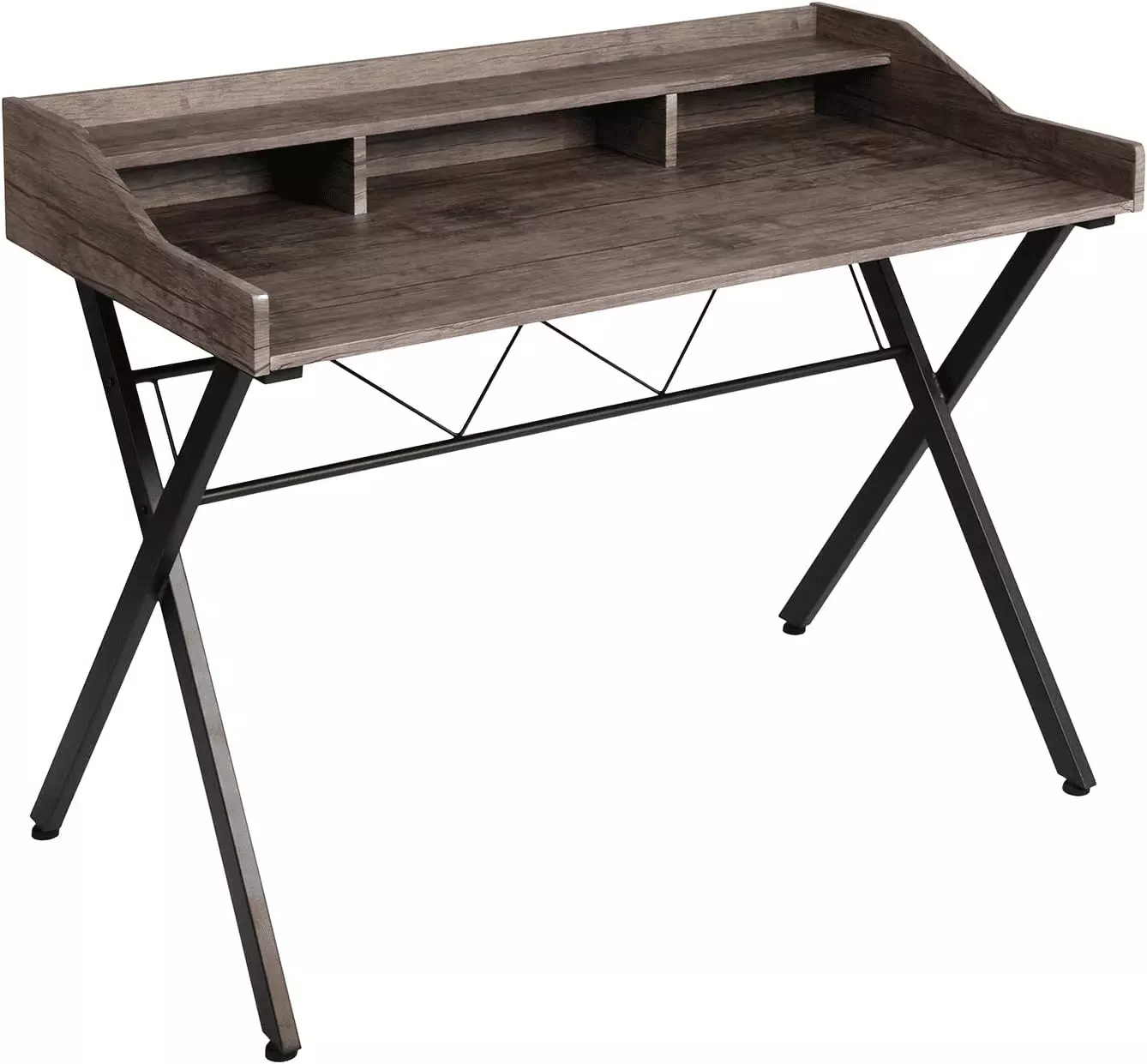 HOMYLIN Study Table Home Office Writing Desk Metal Legs 2-Layer PC Laptop Home Office Study Room Walnut