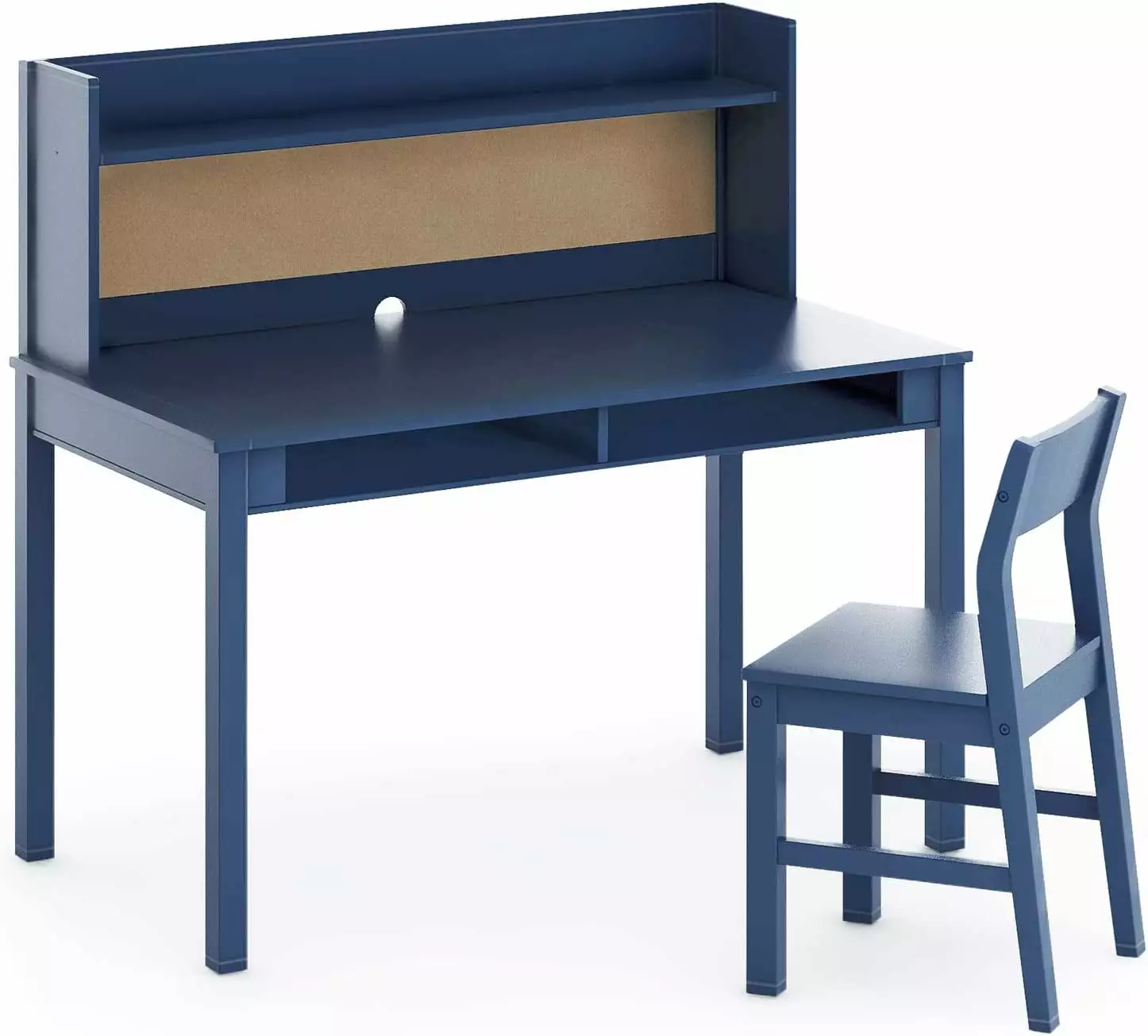 MENGGE Kids' Desk Hutch and Chair Navy - Children's Wooden Study Table Storage