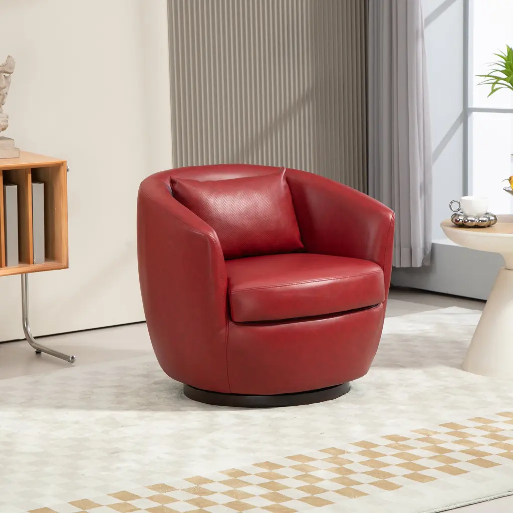 Upholstered Swivel Barrel Armchair Storage Modern Living Room Side Chair homemax