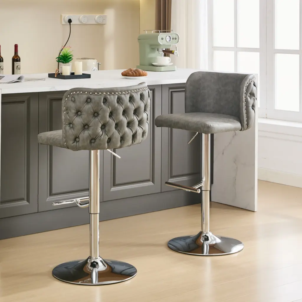 Swivel Barstools Adjustable Seat Height Chrome Base Modern PU Upholstered Stools a-a furniture