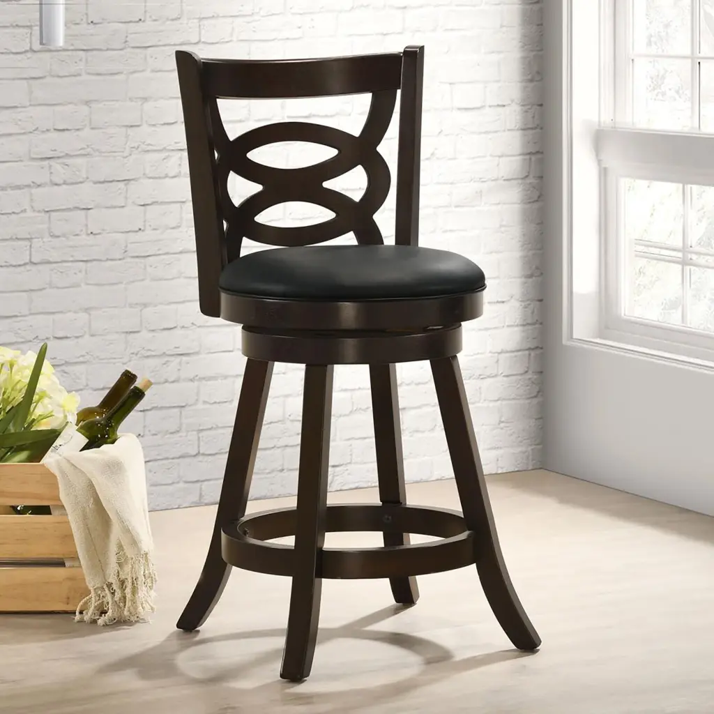 Cappuccino And Black Swivel Counter Height Stool Set 2 Modern Bar Stools furniture max