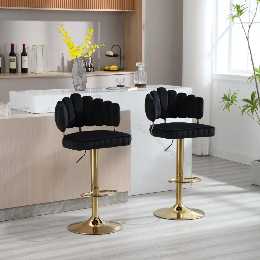 Coolmore Swivel Bar Stools Set 2 Adjustable Counter Height Chairs Footrest w1539 coolmore