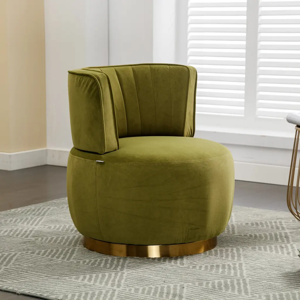 Coolmore 360 Degree Swivel Round Arm Cuddle Barrel Accent Chair Lounge Sofa coolmore w-395