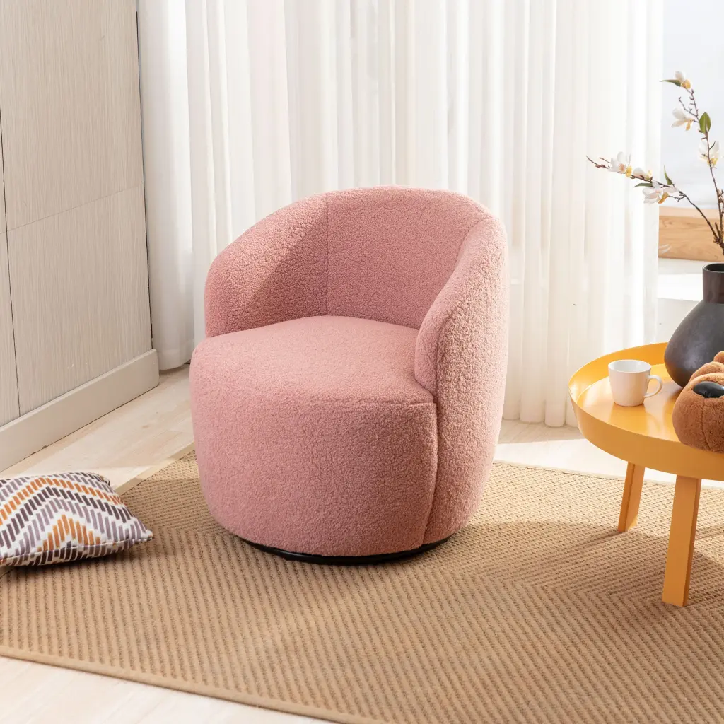 Teddy Fabric Swivel Accent Armchair Barrel Chair Black Powder Coat dg collection