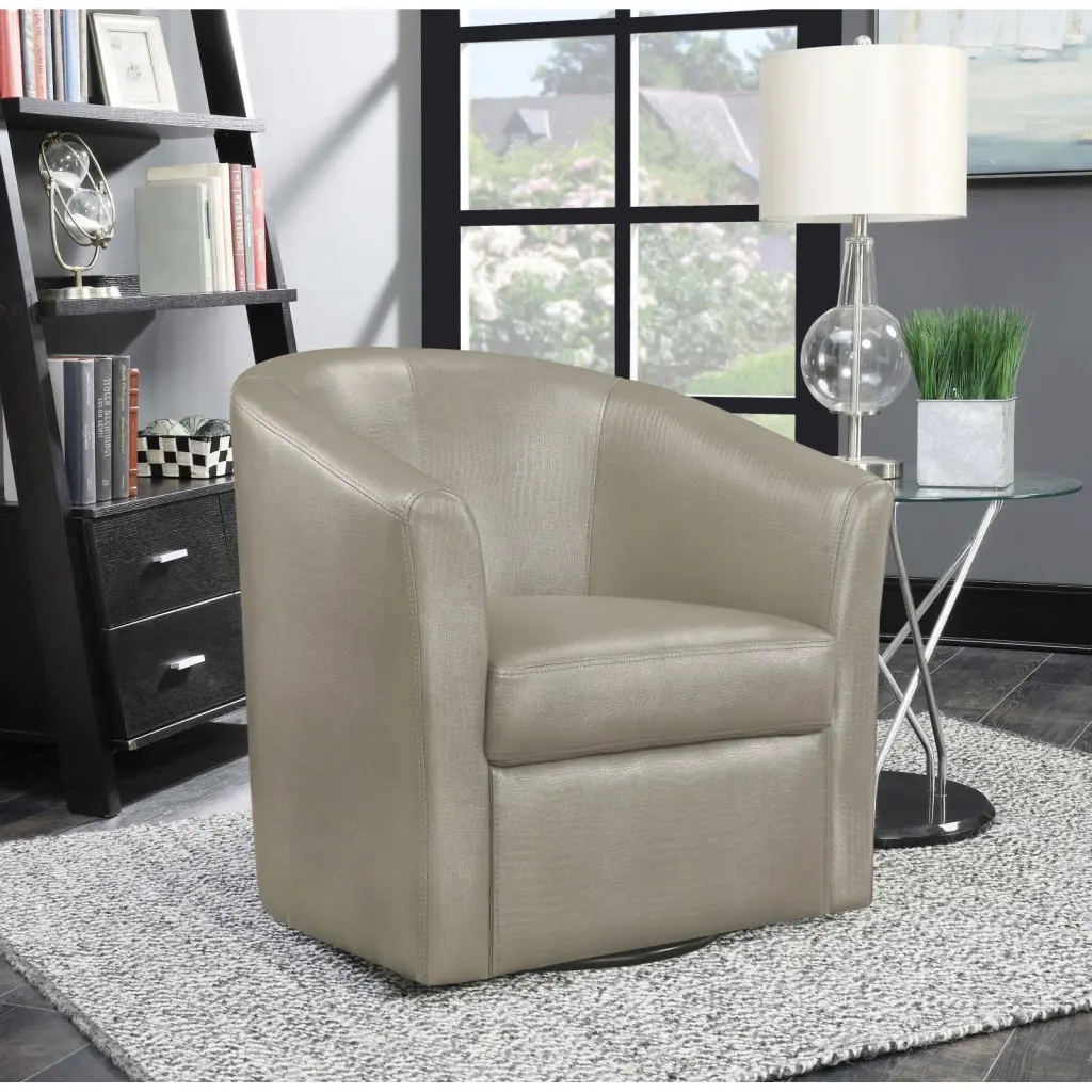 Champagne Swivel Armchair Grey Contemporary Living Space furniture max
