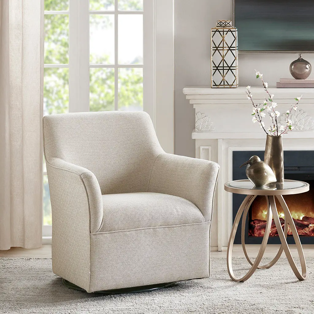 Augustine Swivel Glider Chair Cream Solid Wood Modern Rocker jla