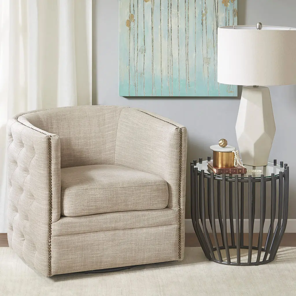 Capstone Cream Solid Wood Swivel Chair jla