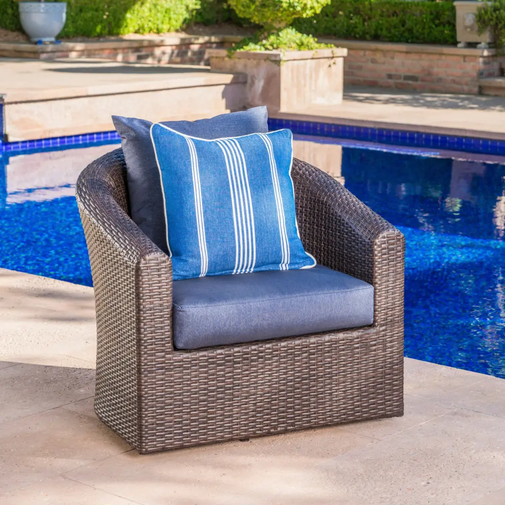 Darius Swivel Club Chair Brown Fabric Living Room Accent Chair nh-an