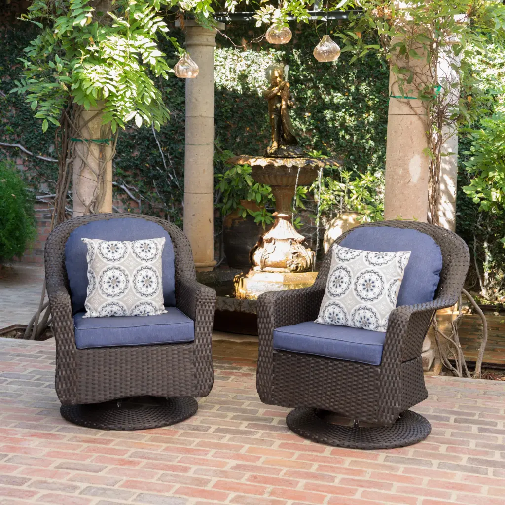 Liam Swivel Club Chair Set 2 Brown Fabric Seats nh-an