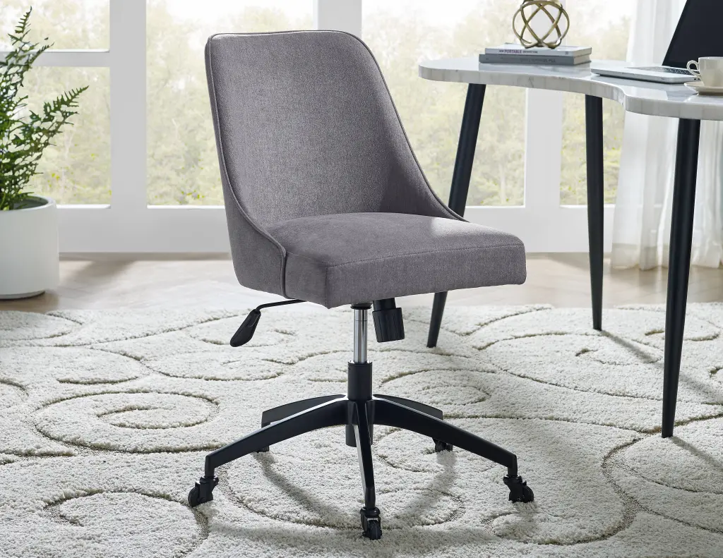Kinsley Swivel Upholstered Desk Chair - Dark Gray Fabric Office steve silver furniture