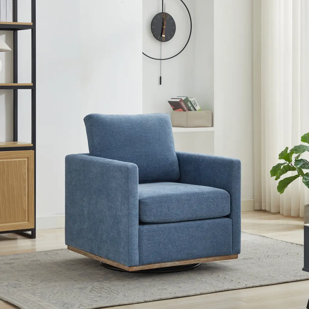30.7 Inch Square Upholstered Swivel Accent Chair Comfy Single Lounge Chair Living Room w1852