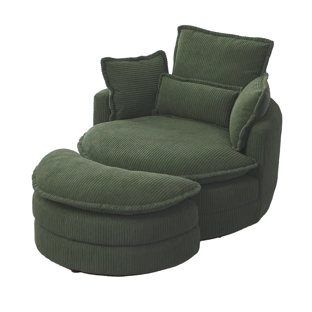 38 Inch Oversized Swivel Chair Moon Storage Ottoman Living Room welike furniture
