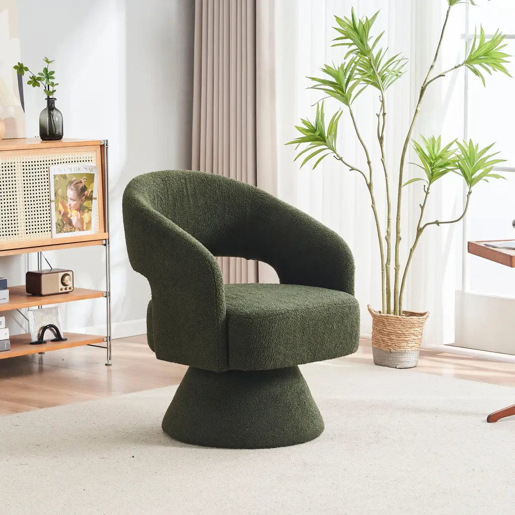 Swivel Accent Chair Armchair Round Barrel Chair Fabric Living Room Chair xr-1361