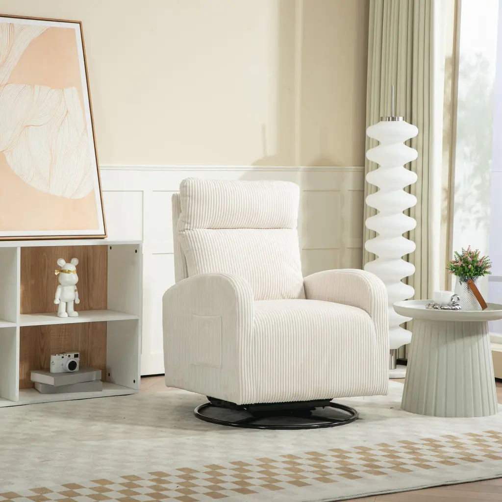 Jiada Upholstered Swivel Glider Flannel Fabric Rocking Chair Nursing jiada furniture