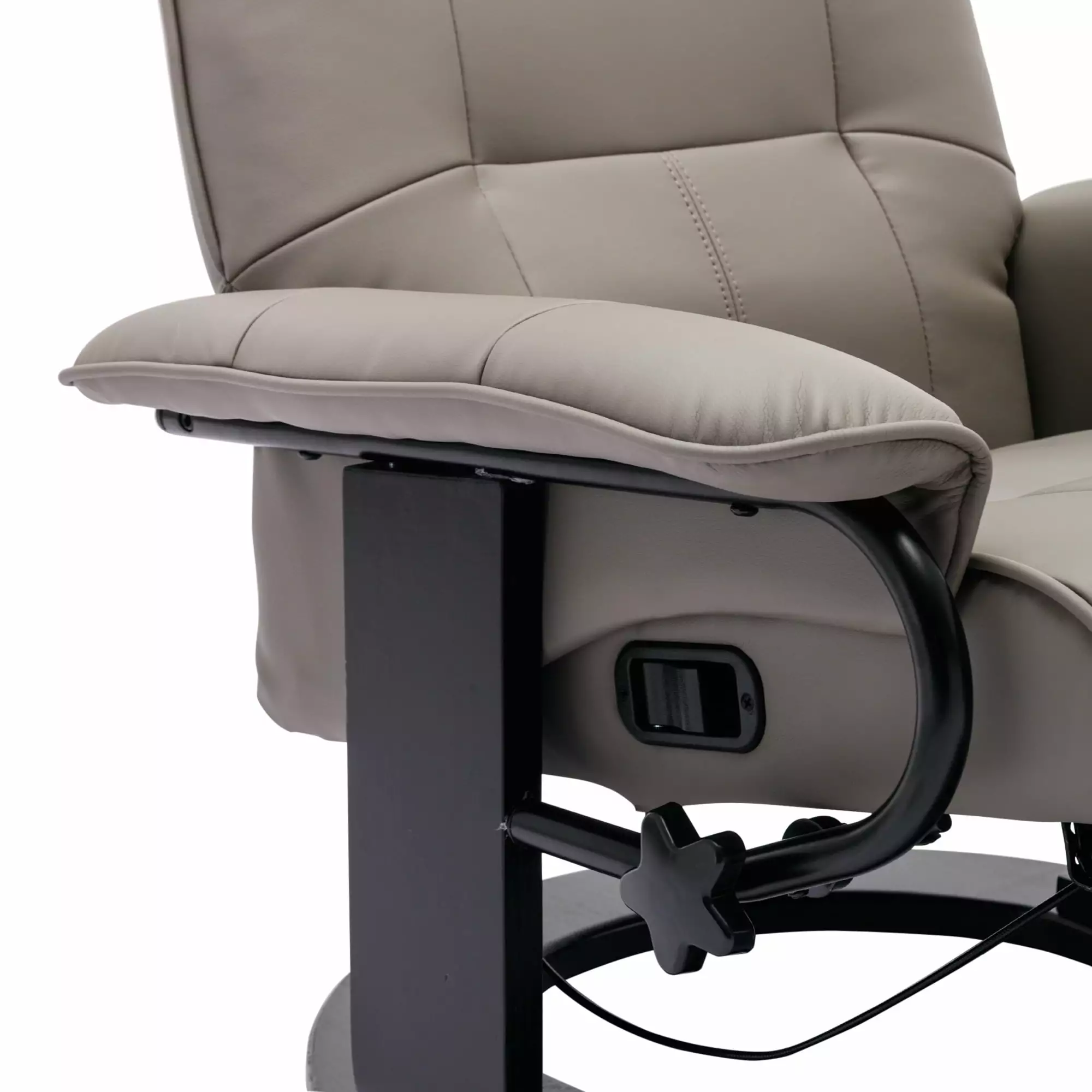 Andoer Faux Leather Manual Recliner Adjustable Swivel Chair Footrest 360 Degree Rotation Grey