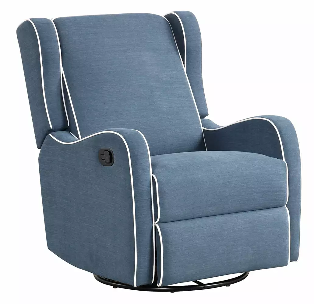 Angel Line Rebecca Blue Upholstered Swivel Gliding Recliner Living Room