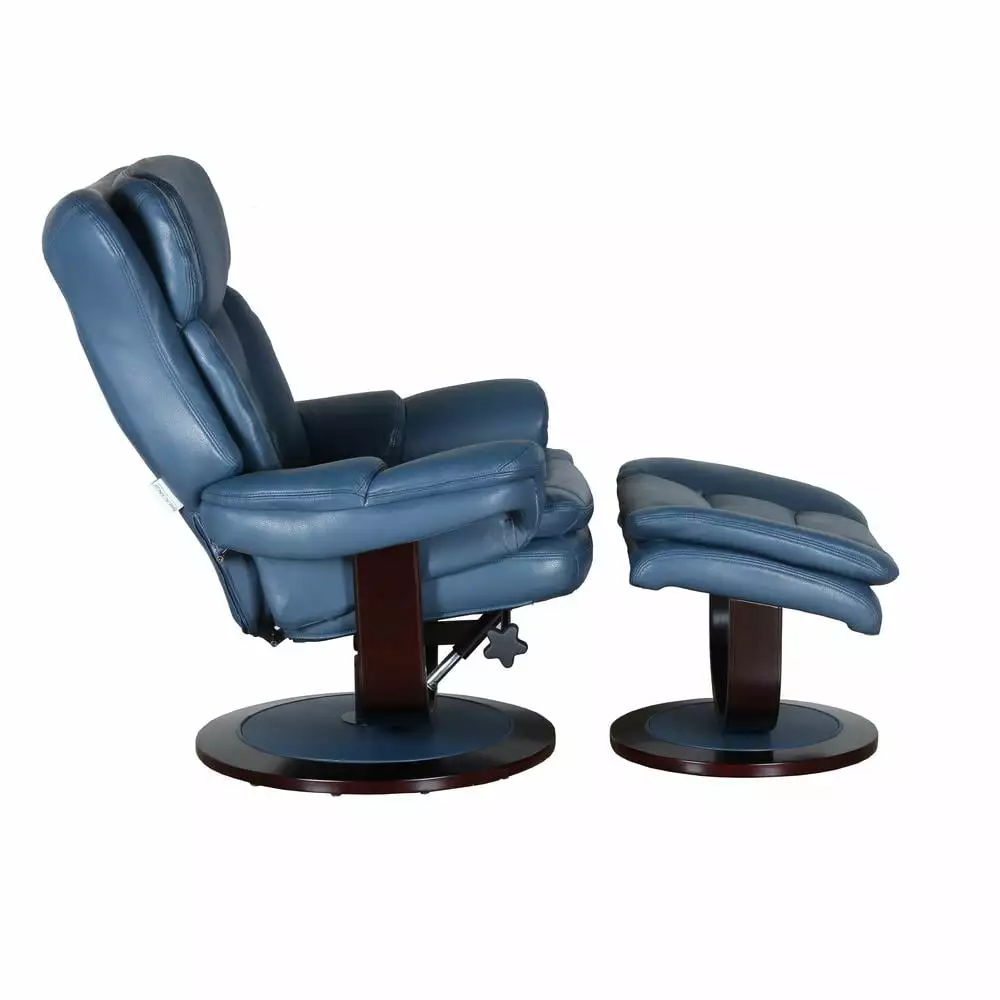 Barcalounger Roscoe Swivel Pedestal Recliner Ottoman Luxe Leather