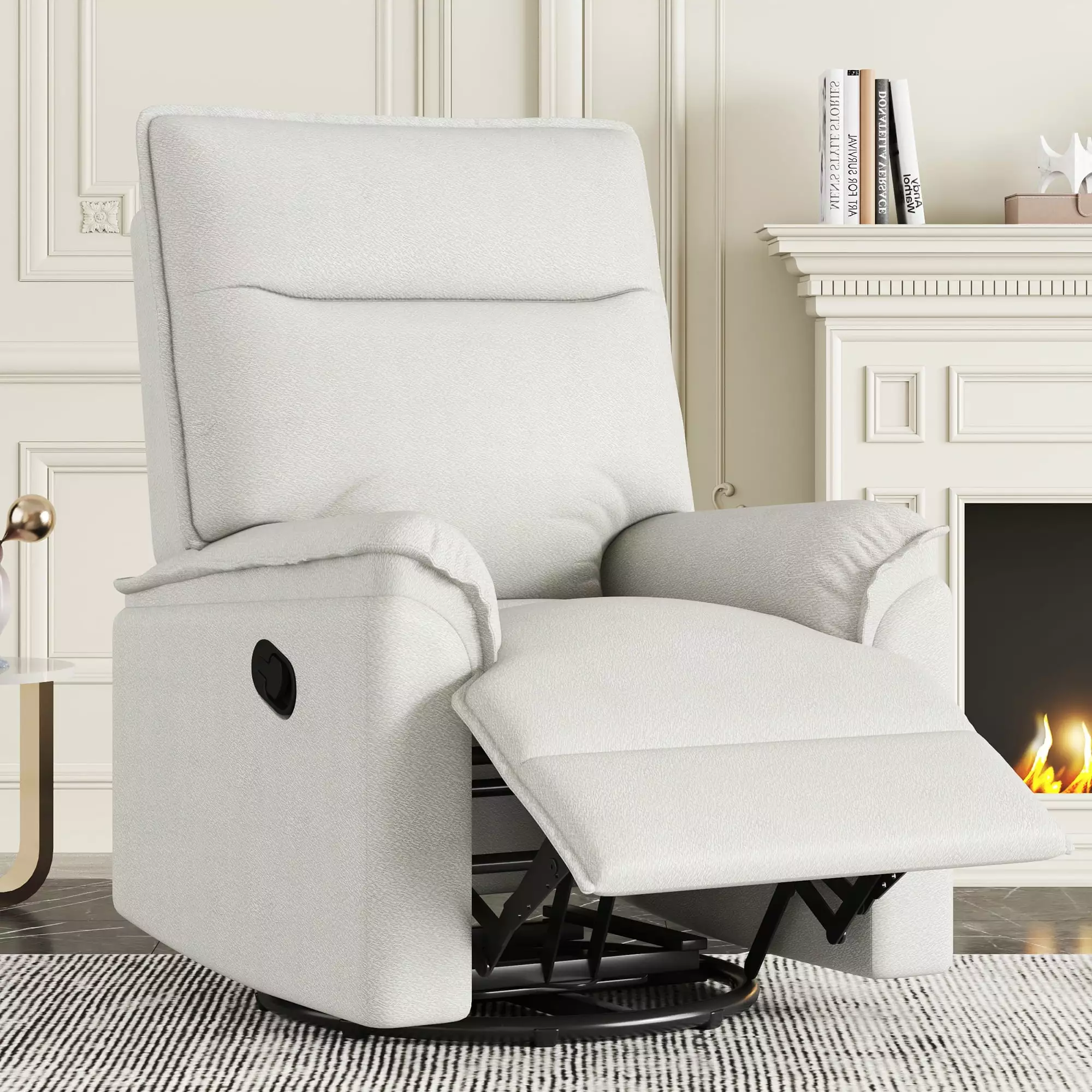 360 Degree Swivel Recliner Manual Recliner Chair Beige CNCJ