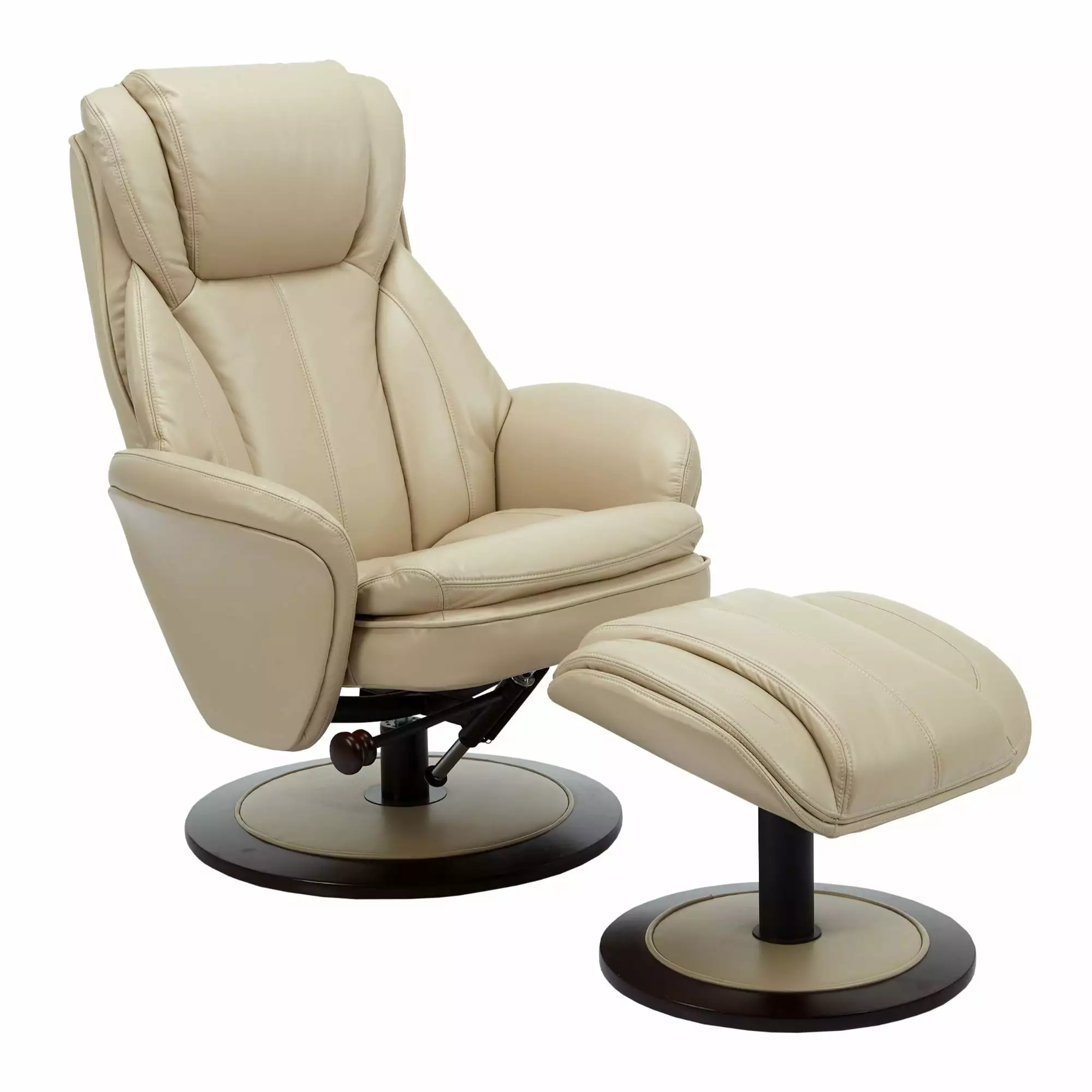 Contemporary Home Living 46.25 Inch Ivory and Black Adjustable Swivel Recliner Ottoman