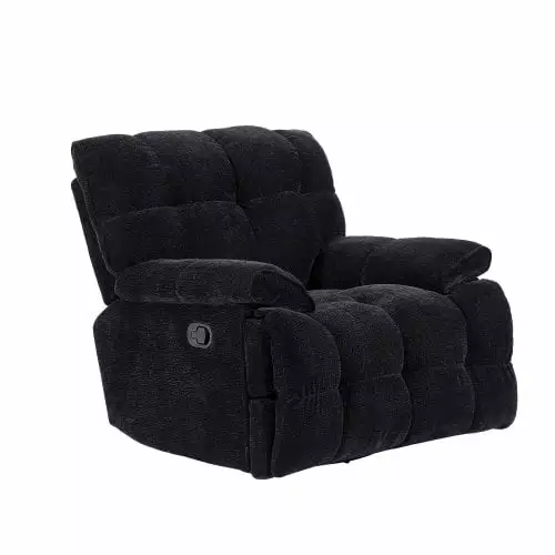 Goldmeet 360 Degree Swivel Fabric Heavy Duty Reclining Chair Black