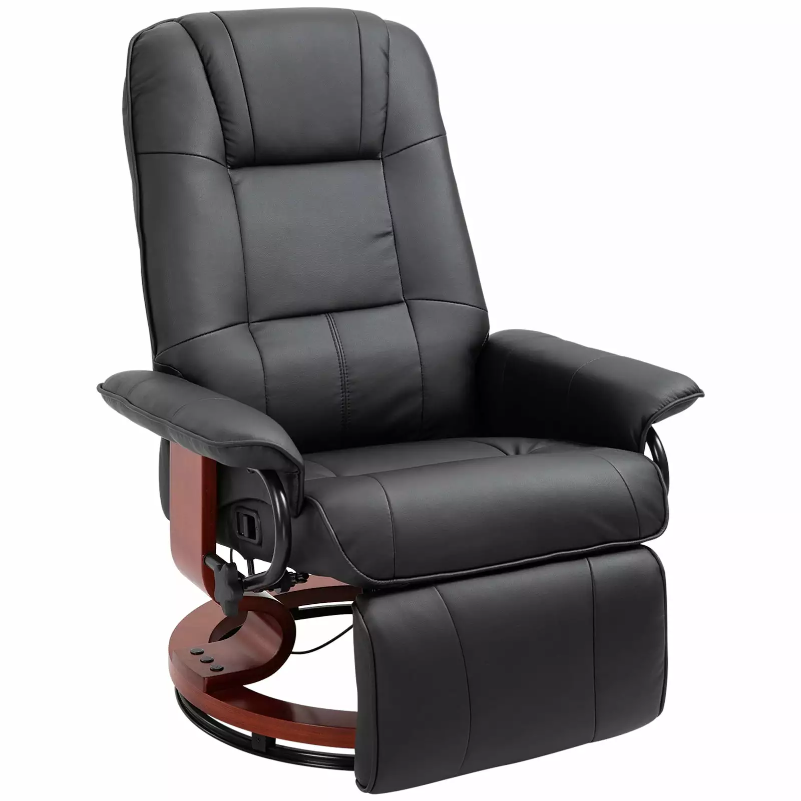 Homiyad Faux Leather Manual Recliner Swivel Base and Footrest Black