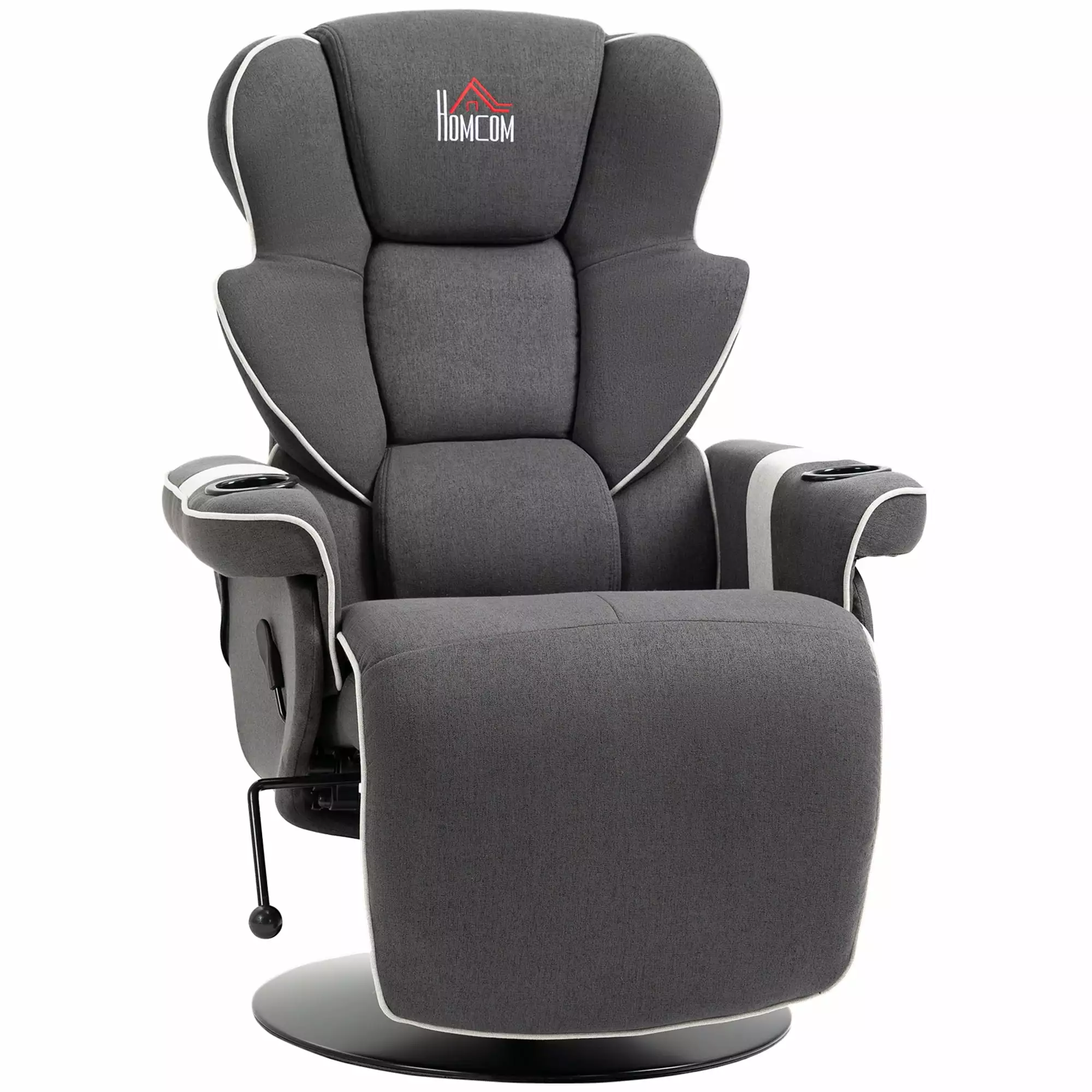 Homiyad Manual Recliner - Swivel Lounge Armchair Footrest and Two Cup Holders Living Room - Black