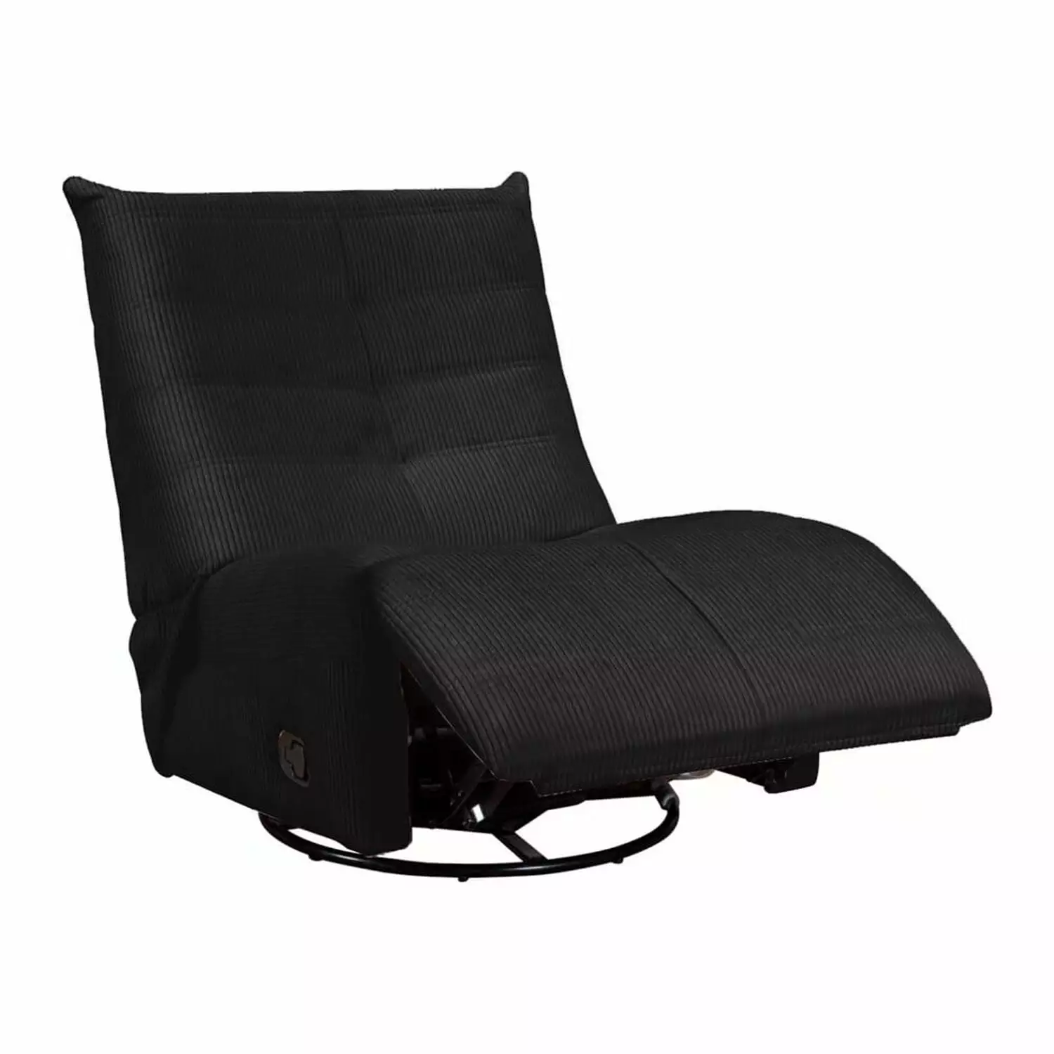 Georgena Black Corduroy Fabric Swivel Glider Recliner Living Room Comfort Lilola Home