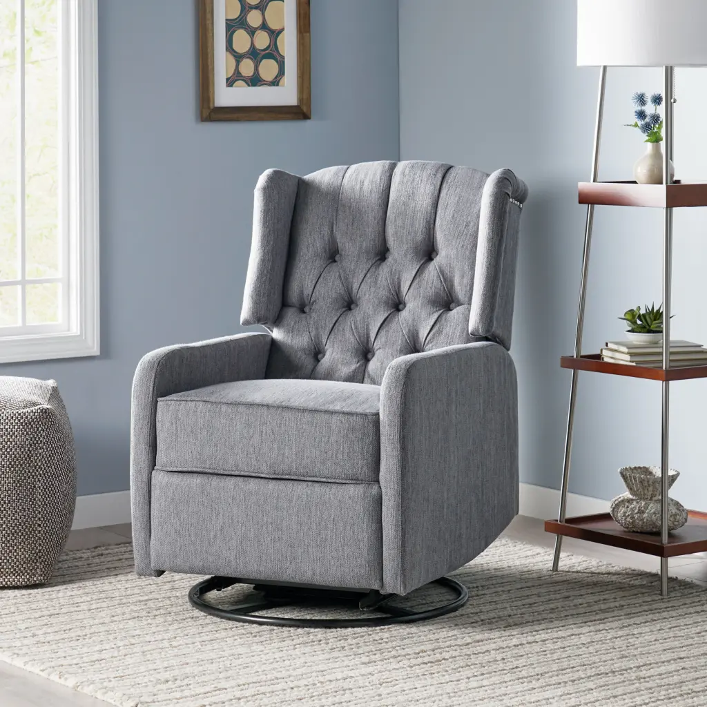 Timeless Design Manual Recliner Chair 360 Degree Swivel Charcoal Fabric nh-ocean furniture