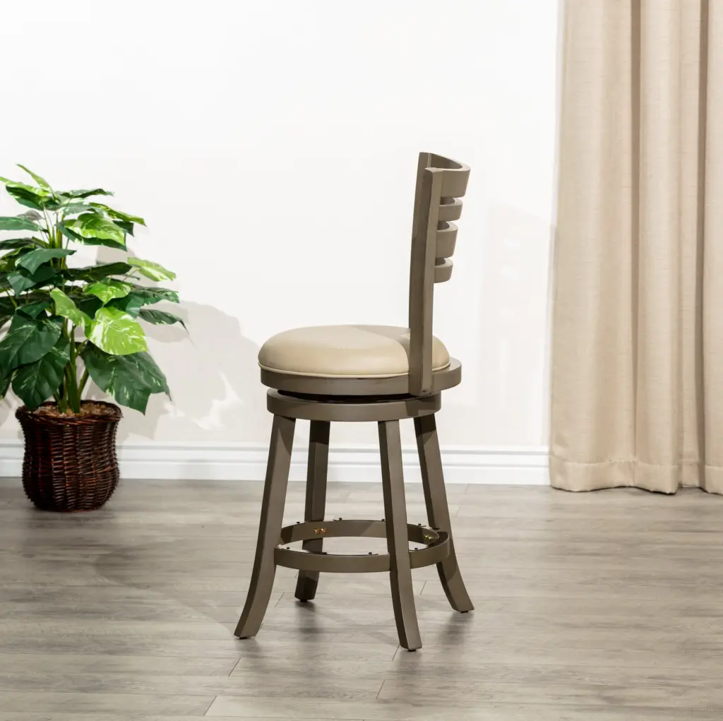 24 Inch Counter Height Slat Back Swivel Stool Weathered Gray Finish dty home